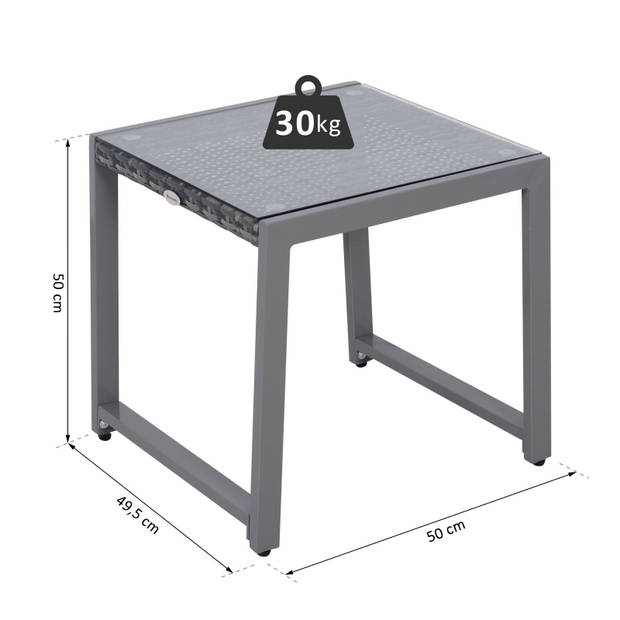 Tuintafel - Bijzettafel - Tuinmeubelen - Tafel - Grijs - 50 x 49,5 x 50 cm