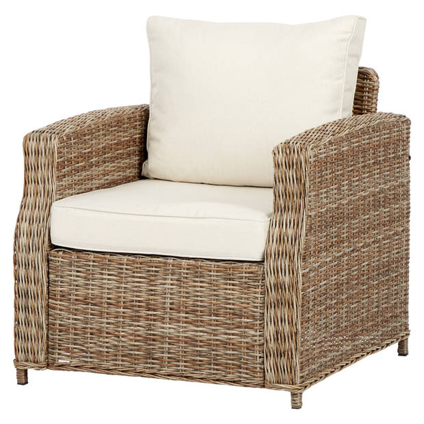 Gram fauteuil tuin model 1, incl. kussen, naturel en off white.