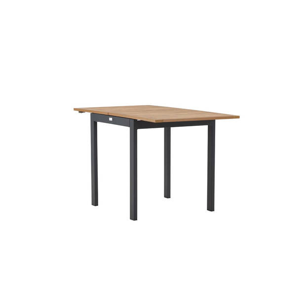 Diego café tafel B70xL70/132cm met extra plaat zwart.