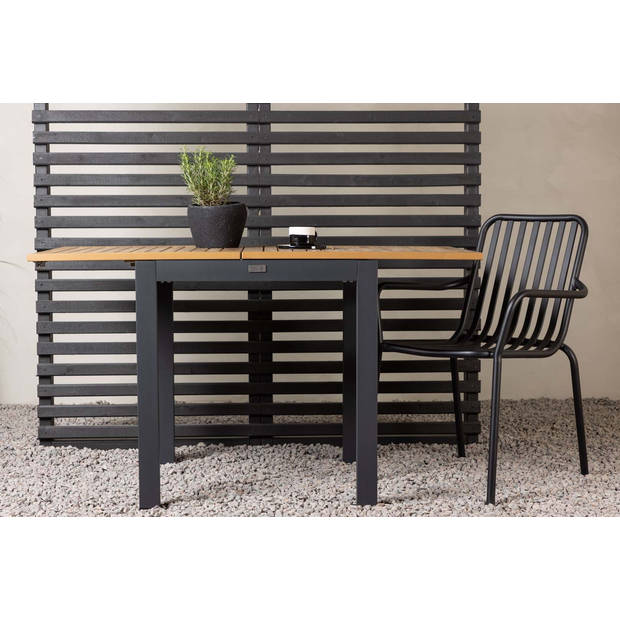 Diego café tafel B70xL70/132cm met extra plaat zwart.