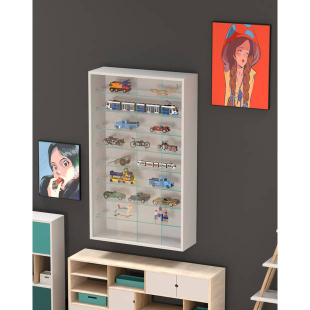 Vitrinekast staande hangende wandvitrine - schuifdeuren - 60 x 105 x 20 cm