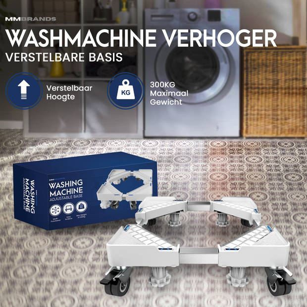 MM Brands Wasmachine Verhoger - Meubelroller - Meubelverplaatser - Ook geschikt voor Vaatwasser, Koelkast, Vriezer en Dr