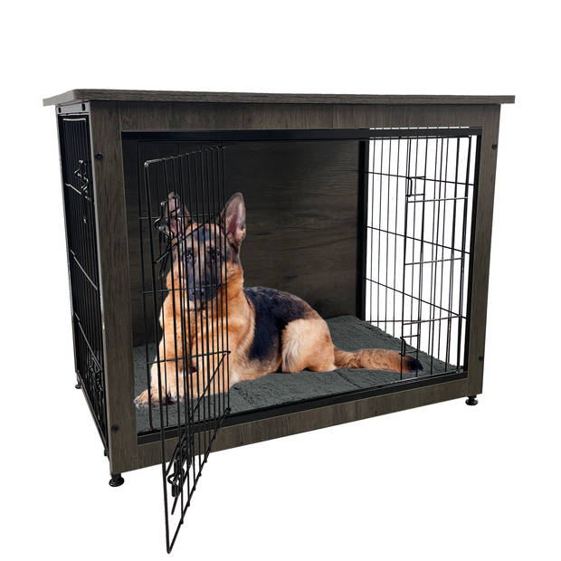 MaxxPet Houten Hondenbench - Hondenhuisje voor binnen - Hondenhok - kennel - 110x74x80cm