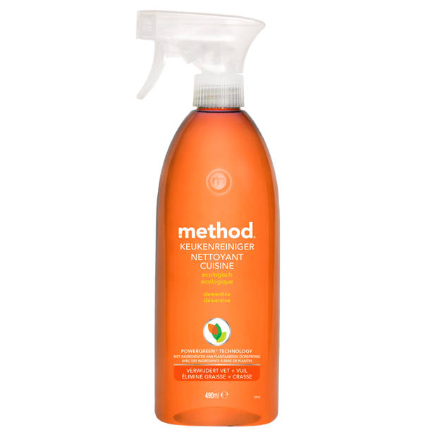 Method - Duurzaam - Keukenreiniger Spray - Clementine - Verwijdert Vet & Vuil - 8 x 490 ML - Voordeelverpakking