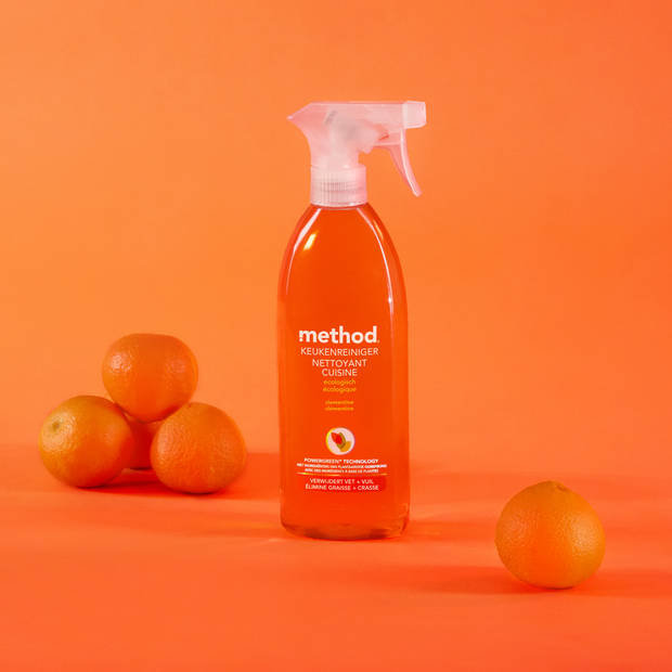 Method - Duurzaam - Keukenreiniger Spray - Clementine - Verwijdert Vet & Vuil - 8 x 490 ML - Voordeelverpakking