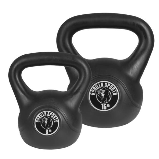 Gorilla Sports Kettlebells - Kunststof - 18 kg & 16 kg - Set van 2