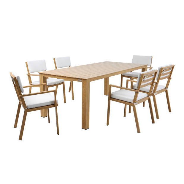 AXI Jada Tuinset met 6 stoelen in Hout look & Beige Dining set voor tuin in Aluminium / Polyester