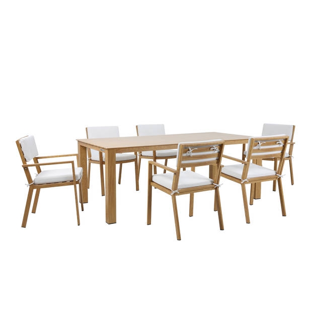 AXI Jada Tuinset met 6 stoelen in Hout look & Beige Dining set voor tuin in Aluminium / Polyester