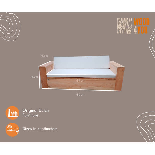 Wood4you - Loungebank Lissabon - Industrial wood - incl kussens