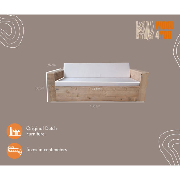 Wood4you - Loungebank Lissabon - Industrial wood - incl kussens