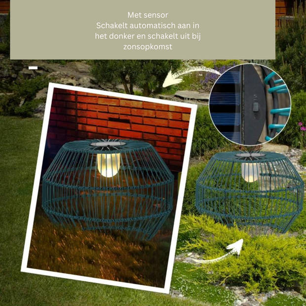 Solar tuinverlichting - Lantaarn -Tuin - Tuinlamp - Tuinverlichting op zonneenergie - Buitenlampen - Groen - 45 x 45...