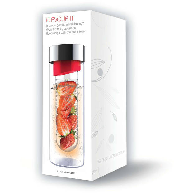 Asobu - Drinkfles Infuse Flavour It Pure 480 ml - Glas - Zilver