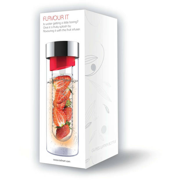 Asobu - Drinkfles Infuse Flavour It Pure 480 ml - Glas - Zwart