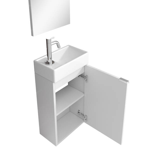 Badplaats Toiletmeubel Apollo 40cm met spiegel - hoogglans wit