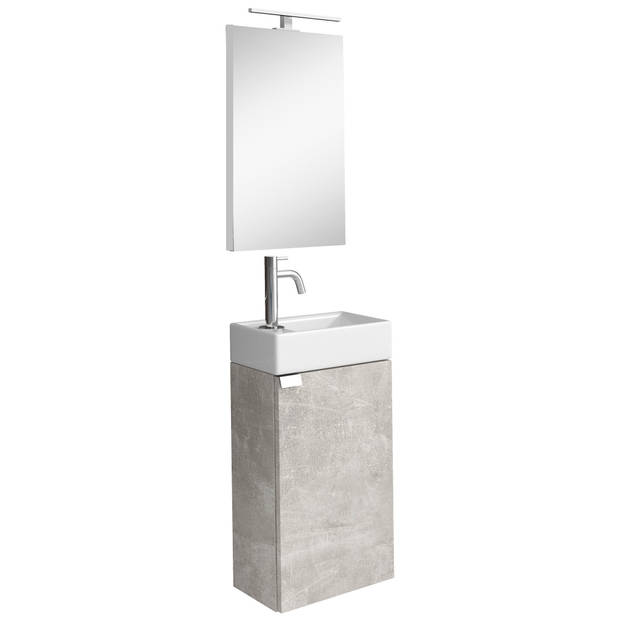 Badplaats Toiletmeubel Apollo 40cm met spiegel en LED - beton grijs