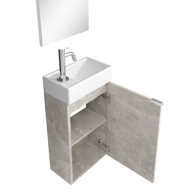 Badplaats Toiletmeubel Apollo 40cm met spiegel en LED - beton grijs