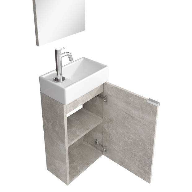 Badplaats Toiletmeubel Apollo 40cm met spiegel en LED - beton grijs