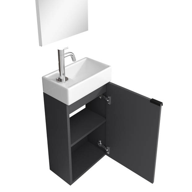 Badplaats Toiletmeubel Apollo 40cm met spiegel en LED - antraciet