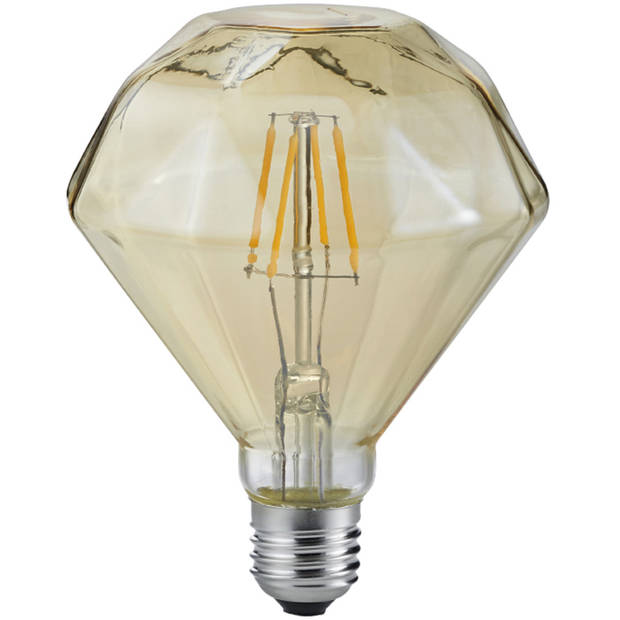 LED Lamp - Filament - Trion Dimano - E27 Fitting - 4W - Warm Wit 2700K - Amber - Aluminium