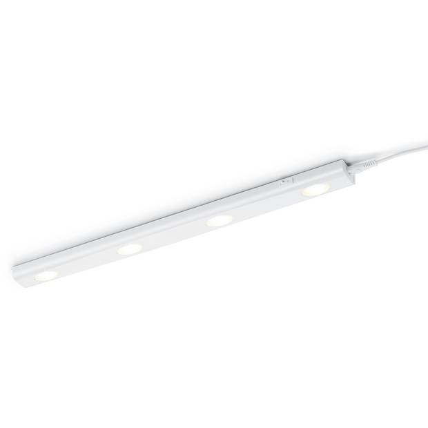 LED Keukenkast Verlichting - Trion Arigany - 4W - Koppelbaar - Warm Wit 3000K - 4-lichts - Rechthoek - Mat Wit