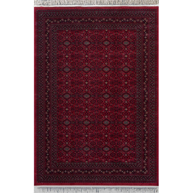 Vintage vloerkleed By Beppe rood met franjes - Interieur05