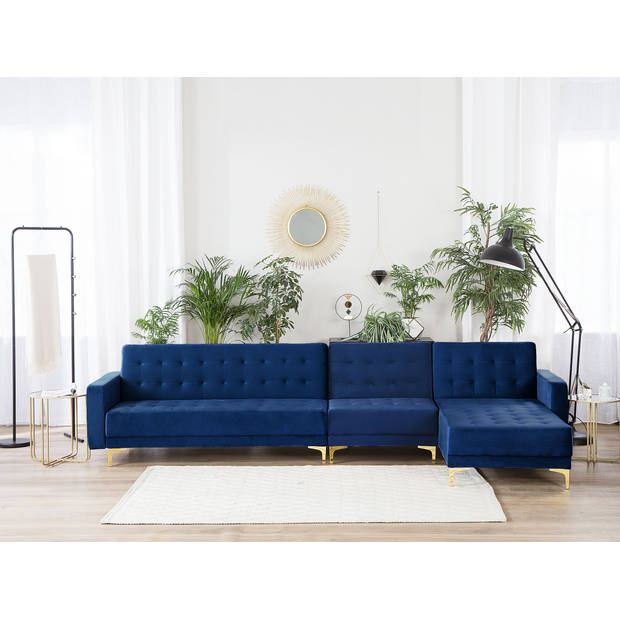 Beliani ABERDEEN - Modulaire Sofa-Blauw-Fluweel