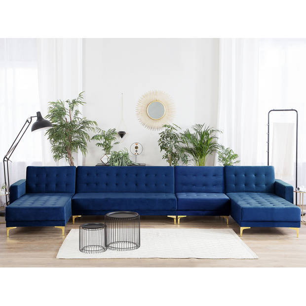 Beliani ABERDEEN - Modulaire Sofa-Blauw-Fluweel