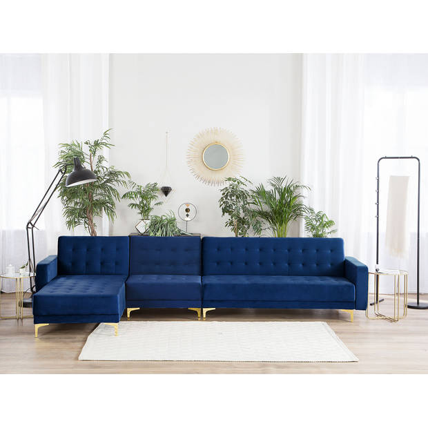 Beliani ABERDEEN - Modulaire Sofa-Blauw-Fluweel