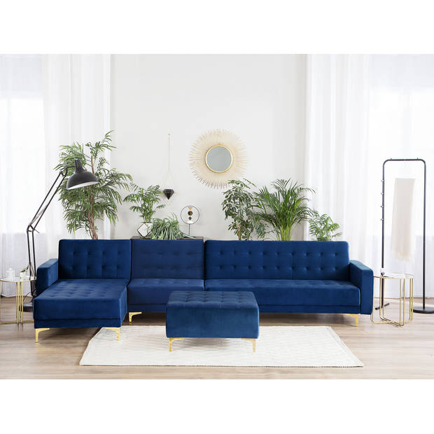 Beliani ABERDEEN - Modulaire Sofa-Blauw-Fluweel