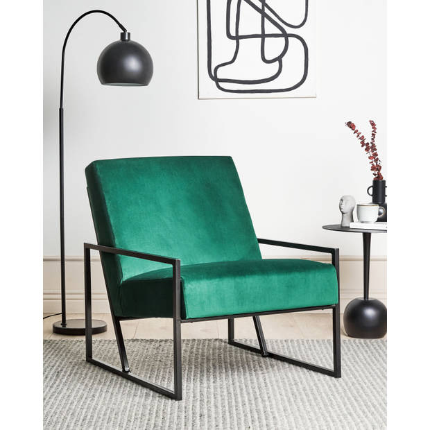 Beliani DELARY - Fauteuil-Groen-Fluweel