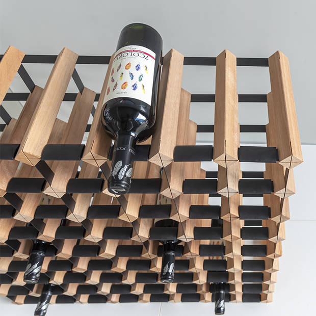 Vinata Esino wijnrek - mahonie - 42 flessen - wijnrekken - flessenrek - wijnrek hout metaal - wijnrek staand - wijn rek