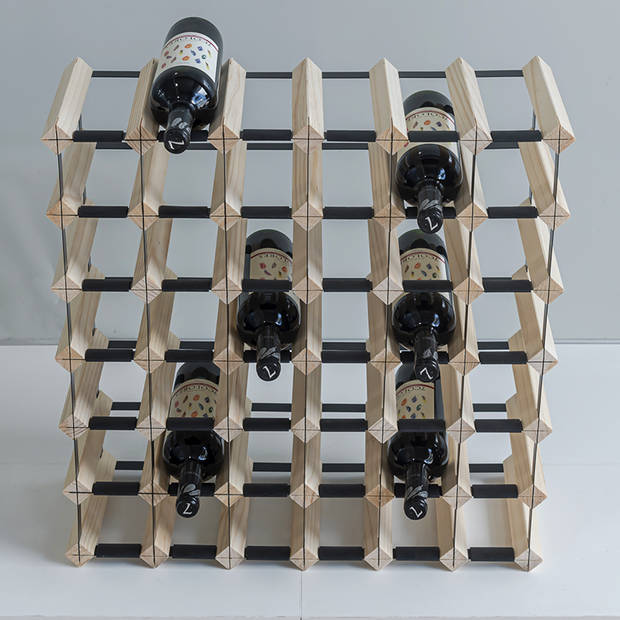 Vinata Esino wijnrek - blank - 42 flessen - wijnrekken - flessenrek - wijnrek hout metaal - wijnrek staand - wijn rek -