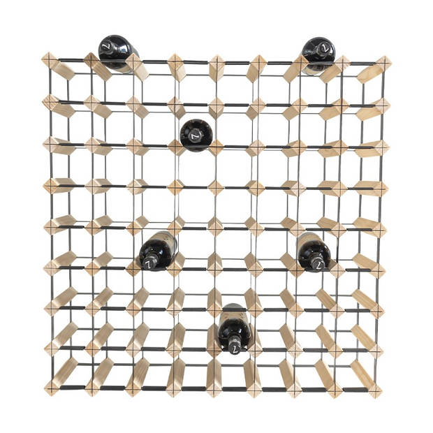 Vinata Foglia wijnrek - blank - 72 flessen - wijnrekken - flessenrek - wijnrek hout metaal - wijnrek staand - wijn rek -