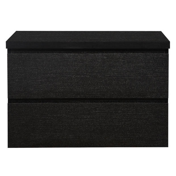 Badplaats Wastafelkast Angela 80 x 48 x 53,5 cm - zwart houtnerf - met bovenblad