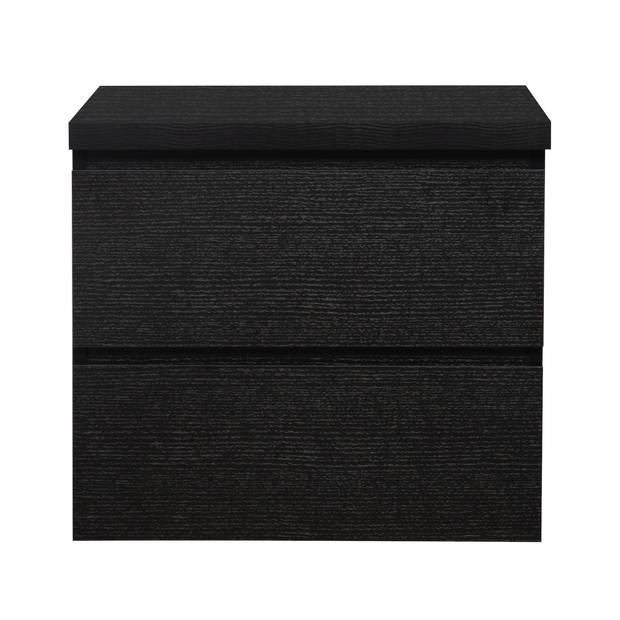 Badplaats Wastafelkast Angela 60 x 48 x 53,5 cm - zwart houtnerf - met bovenblad