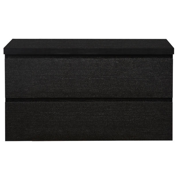 Badplaats Wastafelkast Angela 90 x 48 x 53,5 cm - zwart houtnerf - met bovenblad