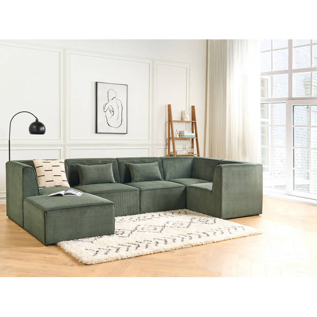 Beliani LEMVIG - Modulaire Sofa-Groen-Corduroy