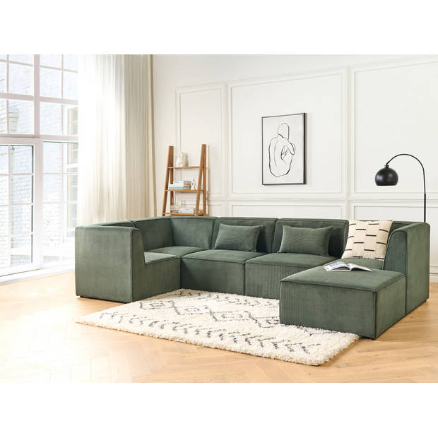 Beliani LEMVIG - Modulaire Sofa-Groen-Corduroy