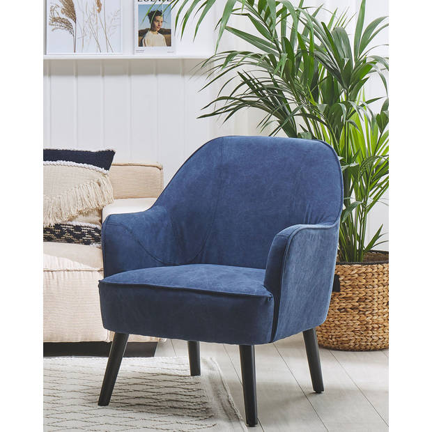 Beliani LOKEN - Fauteuil-Blauw-Polyester