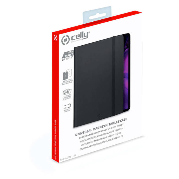Celly - UniMag Tablet Hoes 11 Inch met Magneet - Kunstleer - Zwart