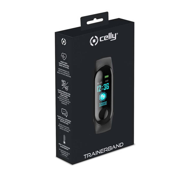 Celly - TrainerBand Smartwatch 0,96 Inch LCD - Siliconen - Zwart