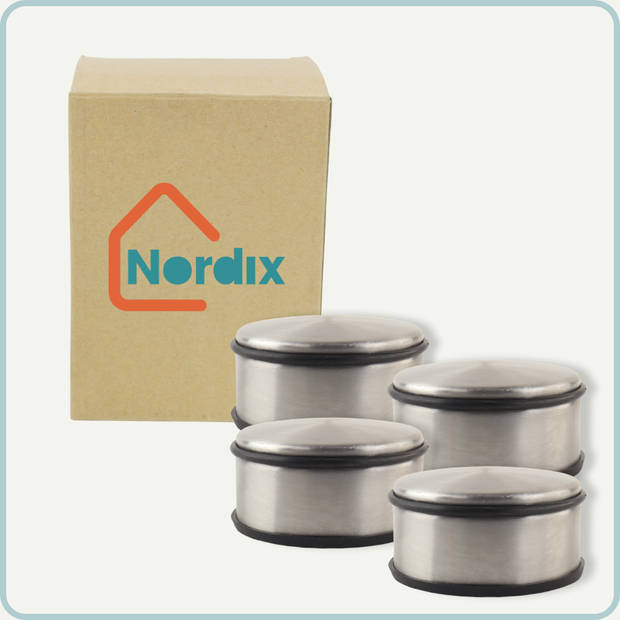 Nordix Deurstop - 4 stuks - Deurstopper - Deurbuffer - RVS - 11cm - Binnen