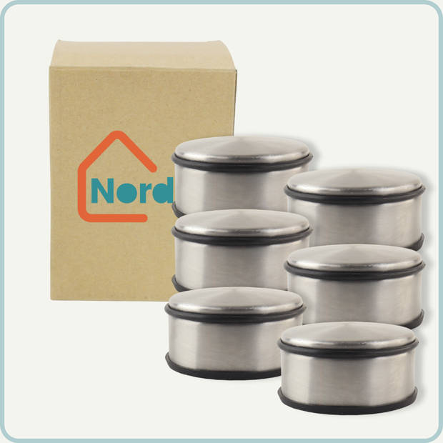 Nordix Deurstop - 6 stuks - Deurstopper - Deurbuffer - RVS - 11cm - Binnen