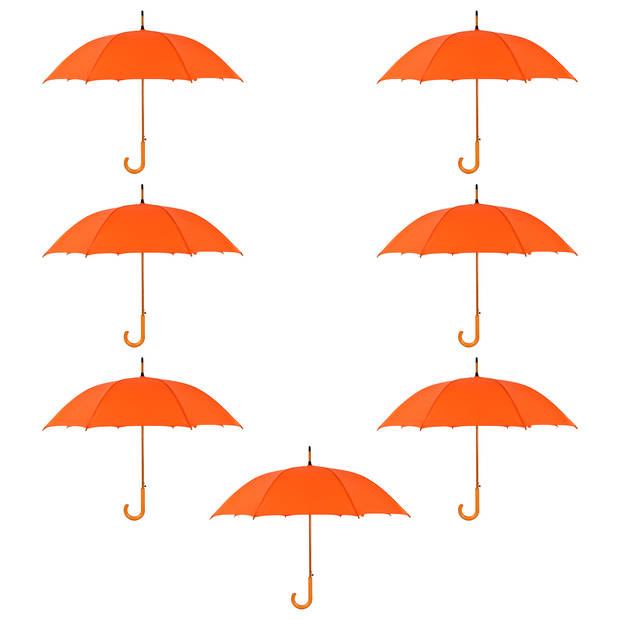 Zevenvoudig stijlvol: Set van 7 prachtige oranje automatische stormparaplu's - diameter 102 cm - Polyester - Opvouwbare