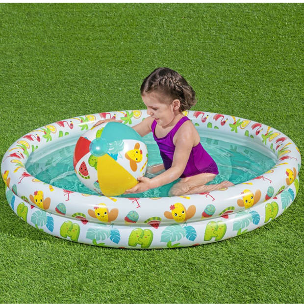 Bestway Zwembad met Zwemband en Strandbal - Opblaasbad - Zwembadje Peuter - Set van 3 - ? 120cm