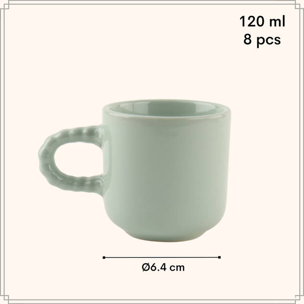 OTIX Espresso Kopjes - Koffiekopjes - Set van 8 - Koffietassen - 120 ml - Aardewerk