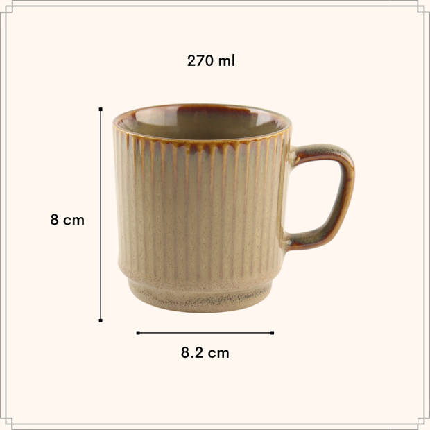 OTIX Koffiekopjes - 6 Stuks - 270 ml - Div. Kleuren - Keramiek