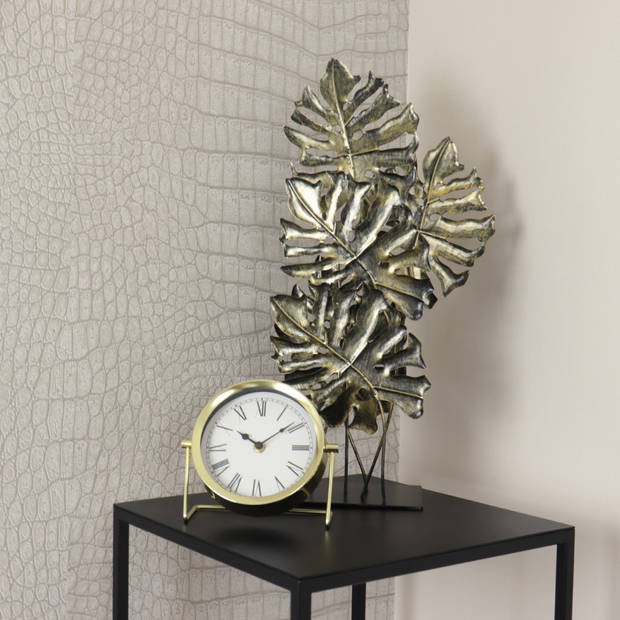 MISOU Ornament - op Voet voor Binnen op Standaard - Decoratie - Monstera - Goud - 57cm - Metaal