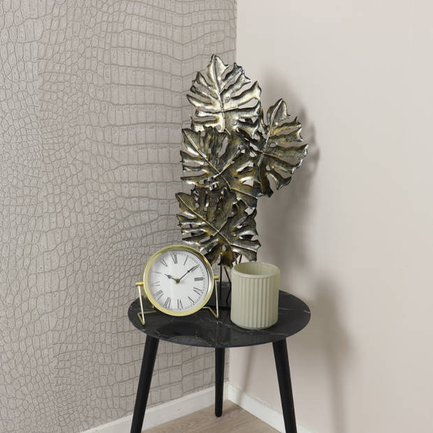 MISOU Ornament - op Voet voor Binnen op Standaard - Decoratie - Monstera - Goud - 57cm - Metaal