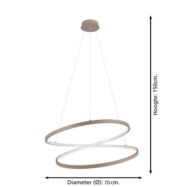 EGLO Ruotale Hanglamp - LED - Ø 70 cm - Zandkleur/Beige/Wit